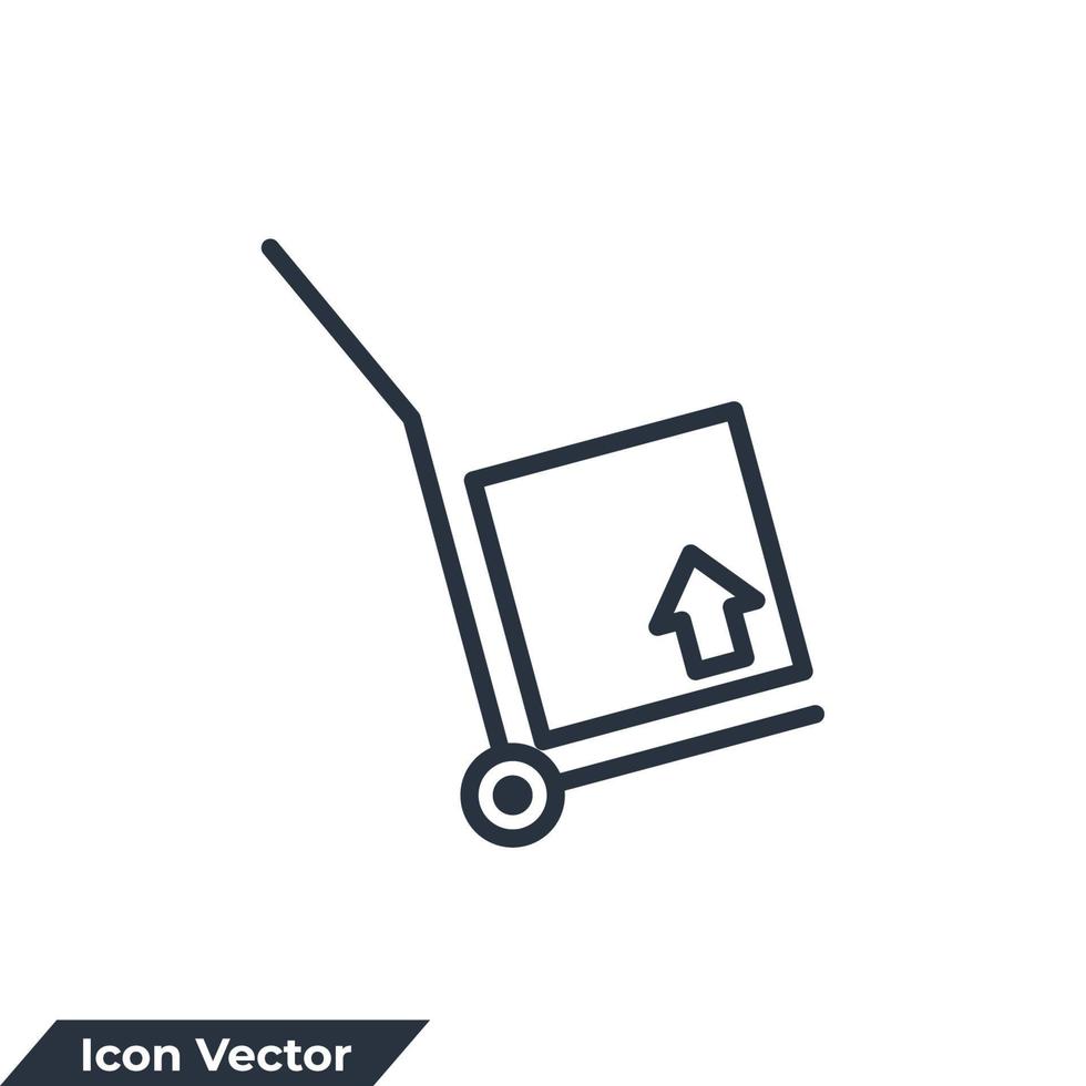 hand trolley icon logo vector illustration. Packages delivery trolley symbol template for graphic and web design collection