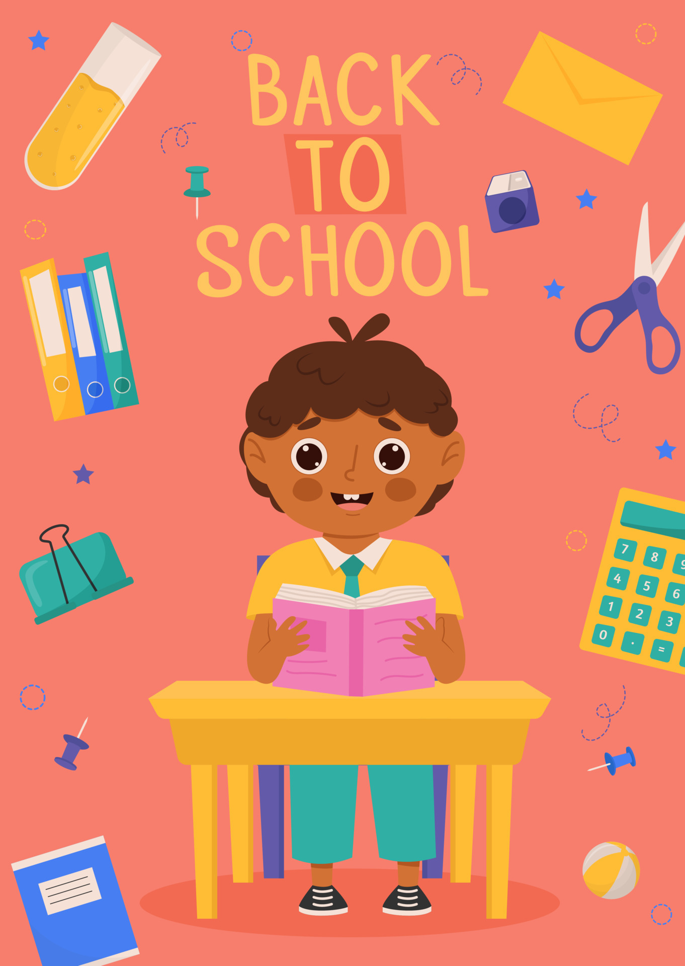 Back to school banner design with colorful funny school character,  education items. Colorful back to school templates for invitation, poster,  banner, promotion,sale etc. 10577479 Vector Art at Vecteezy
