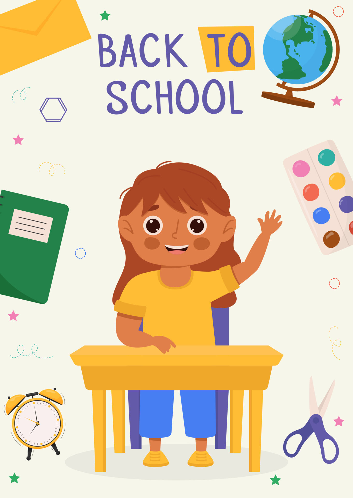 Back to school banner design with colorful funny school character,  education items. Colorful back to school templates for invitation, poster,  banner, promotion,sale etc. 10577491 Vector Art at Vecteezy
