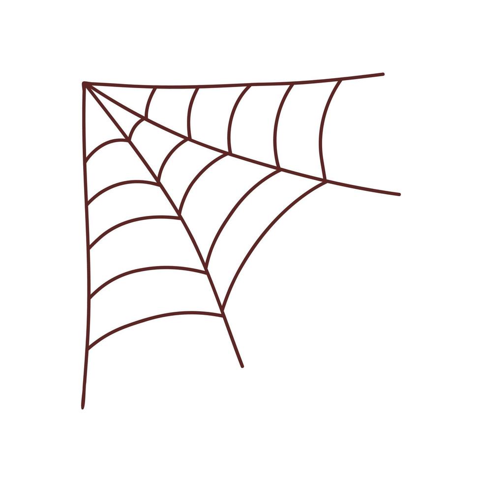 Web spider cobweb. Halloween element. Trick or treat concept. Vector illustration in hand drawn style