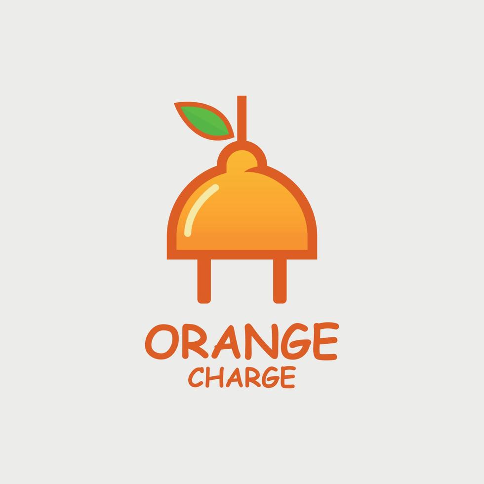 orange logo design with electric stacker shape vector