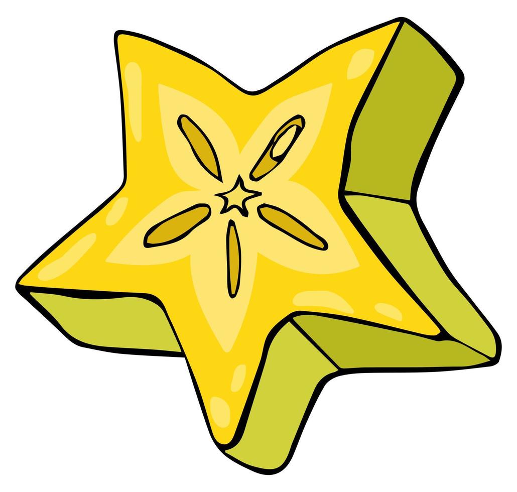 Carambola slice. White background, isolate. Vector illustration. Organic food, healthy nutrition, vegetarian product.
