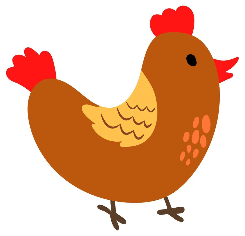 Cute hand drawn chicken. White background, isolate. Vector illustration.