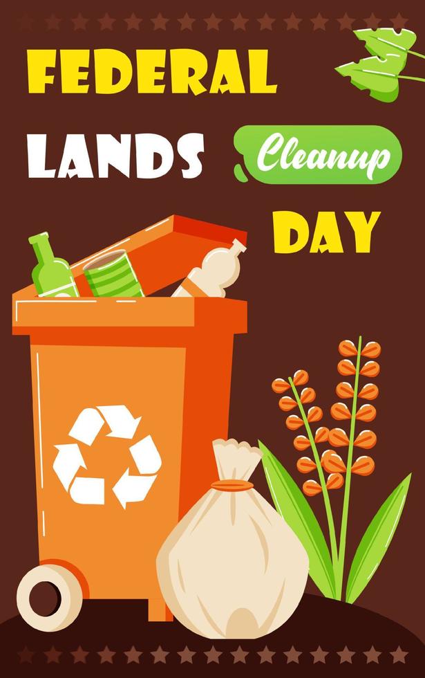 Federal Lands Cleanup Day, throw trash in the trash vector