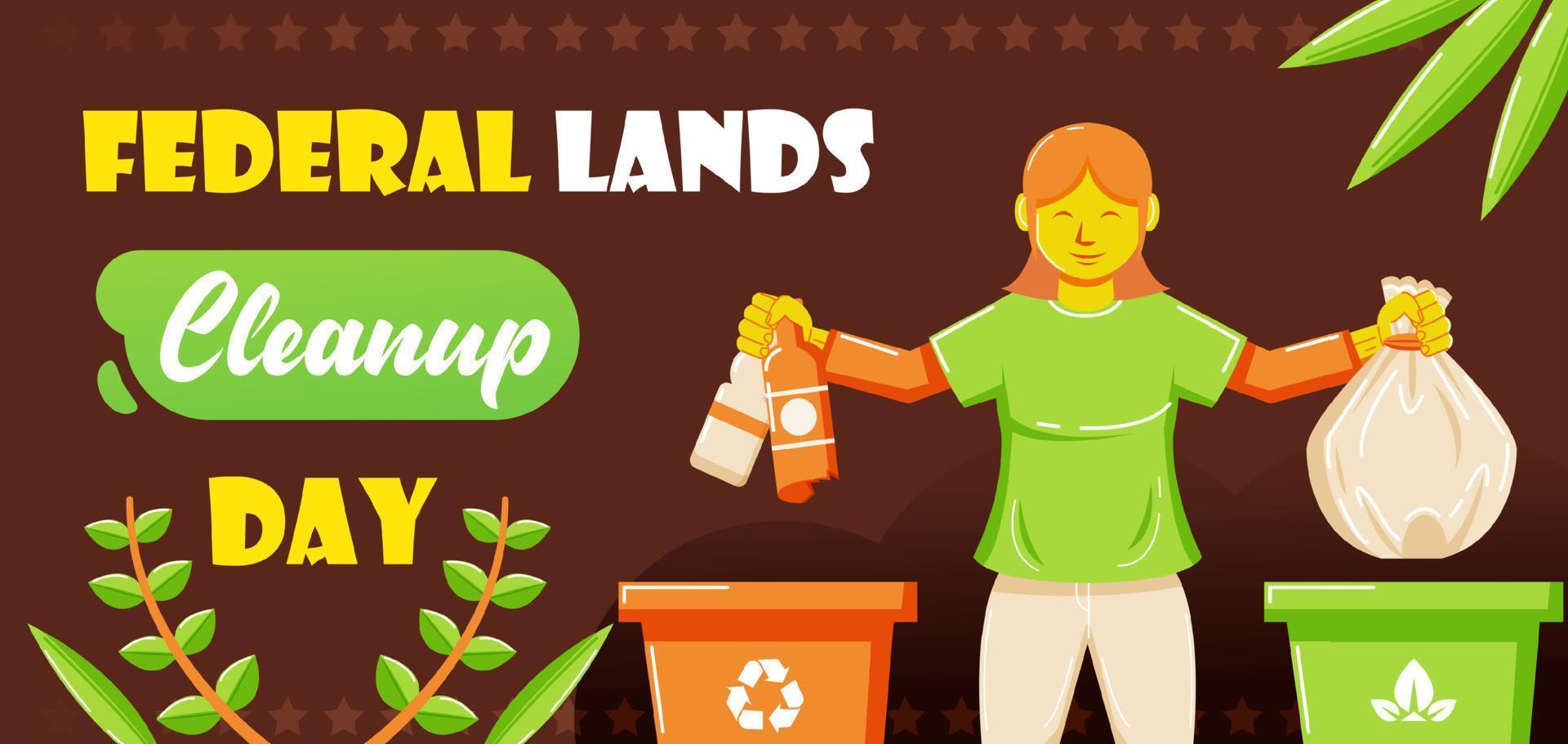 día de limpieza de tierras federales, separación de residuos orgánicos e inorgánicos vector