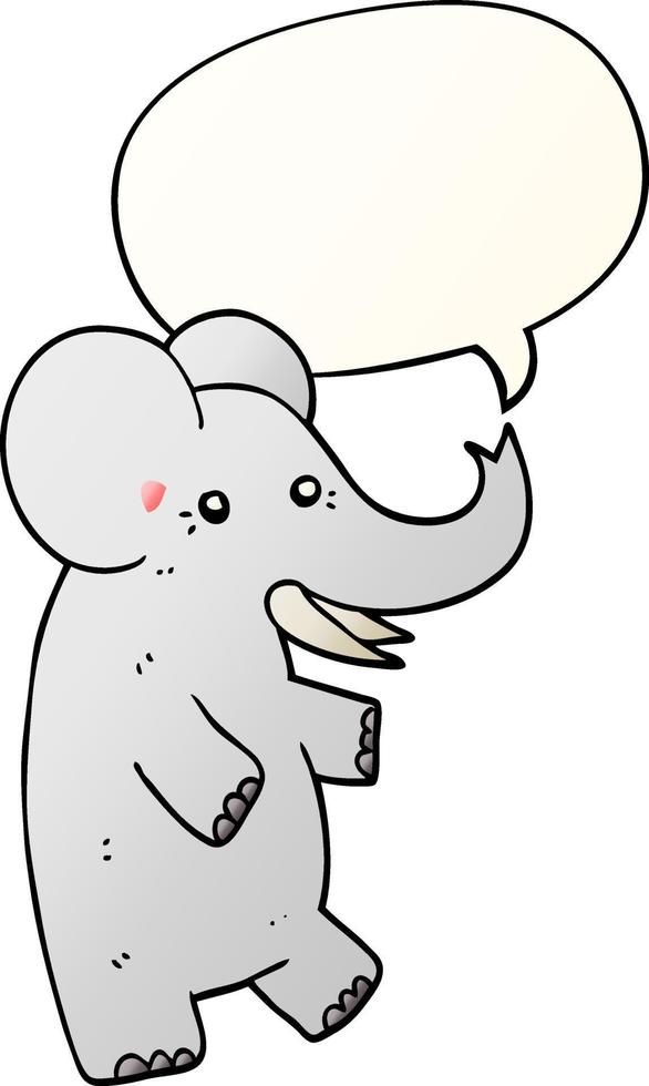 elefante de dibujos animados y burbuja de habla en un estilo degradado suave vector