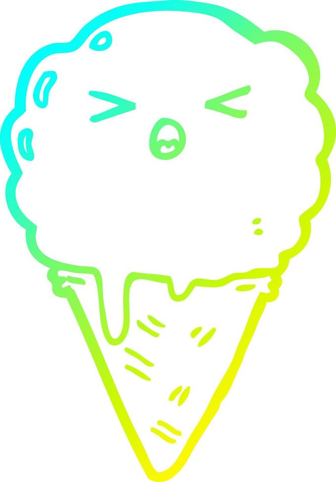 cold gradient line drawing cartoon ice cream vector