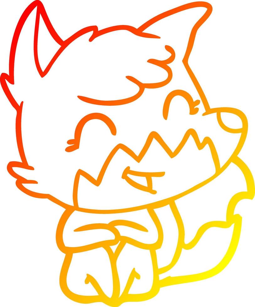warm gradient line drawing happy cartoon fox vector
