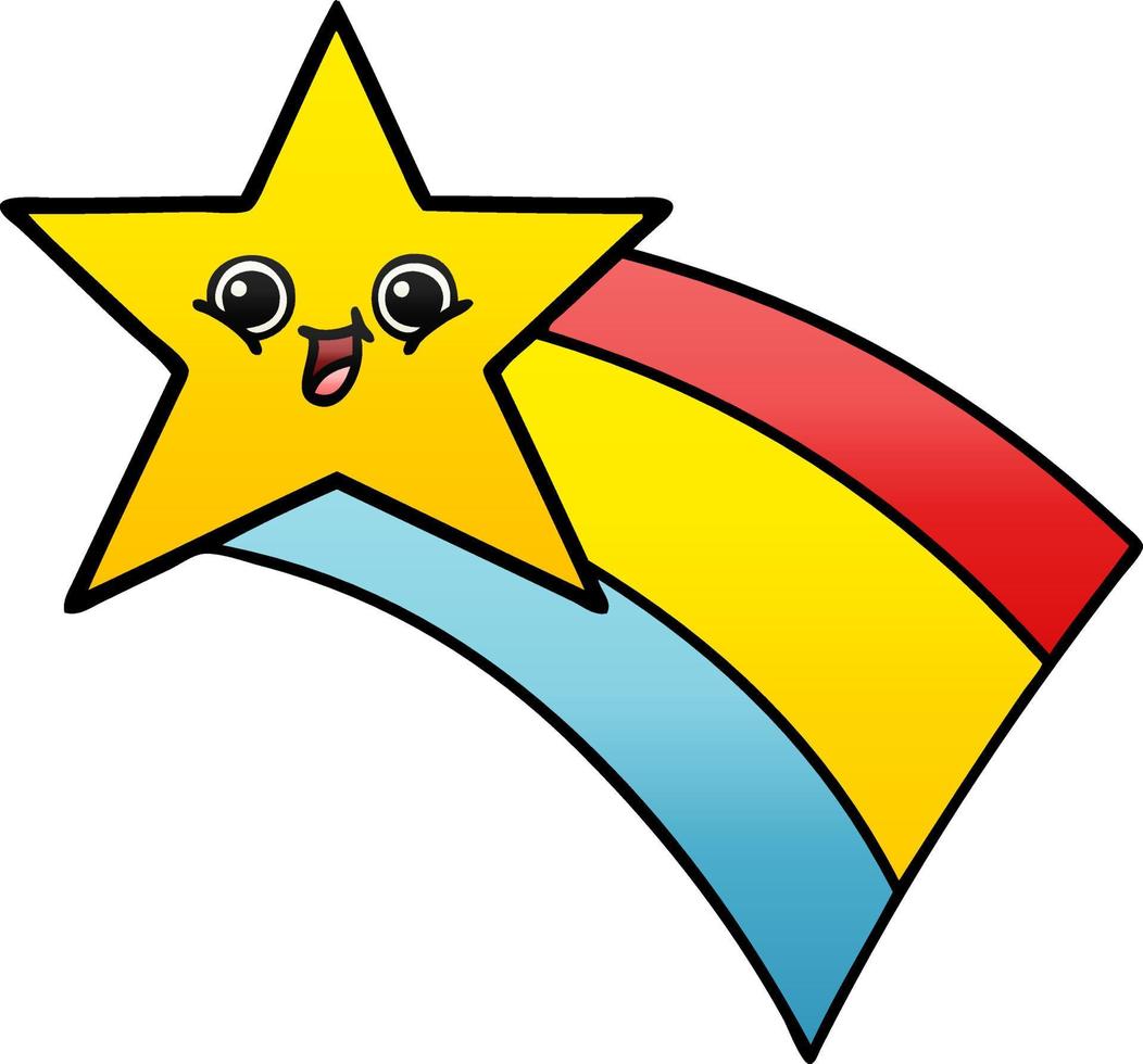 gradient shaded cartoon shooting rainbow star vector