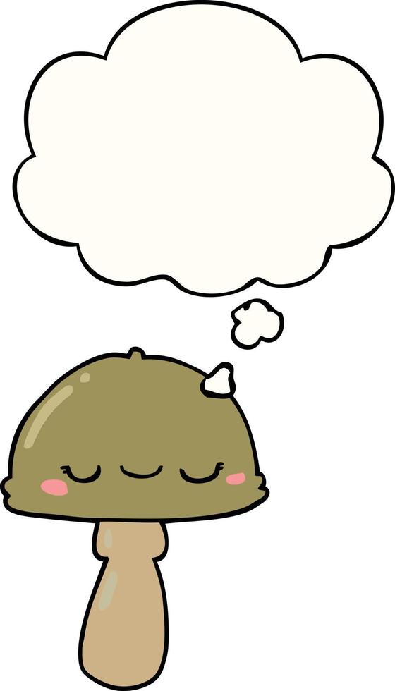 cartoon mushroom and thought bubble vector