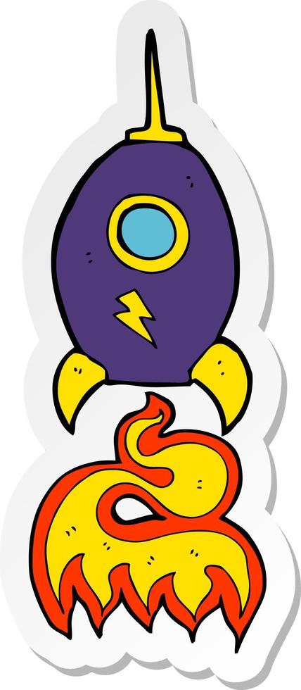 sticker of a cartoon spaceship vector