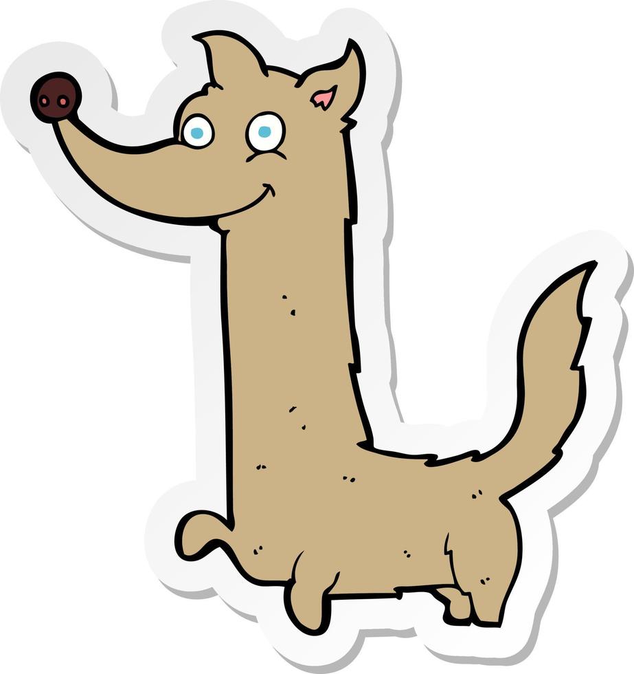 pegatina de un perro feliz de dibujos animados vector