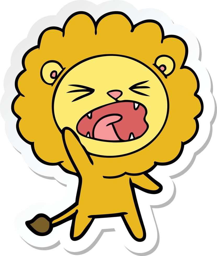 sticker of a cartoon lion vector