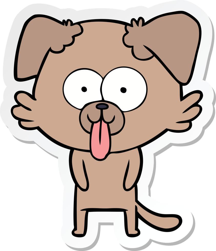 sticker of a cartoon dog with tongue sticking out vector