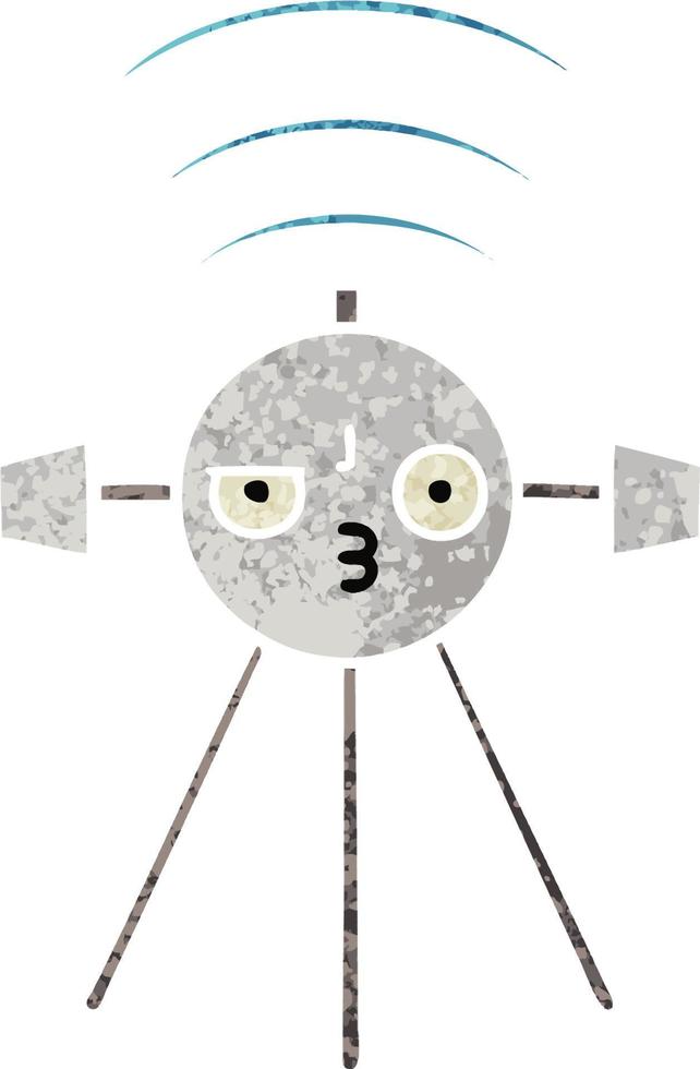 retro illustration style cartoon satellite vector