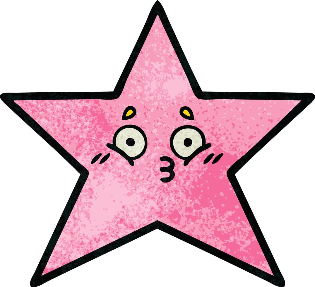 retro grunge texture cartoon star fish vector