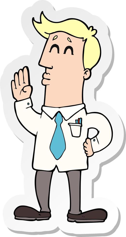 sticker of a cartoon businessman vector