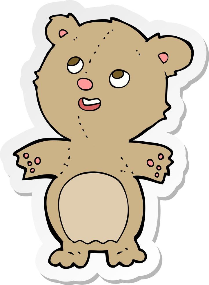 sticker of a cartoon happy little teddy bear vector