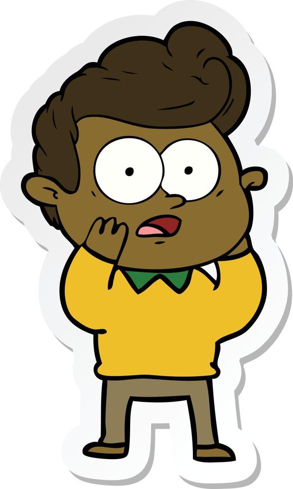 sticker of a cartoon staring man vector