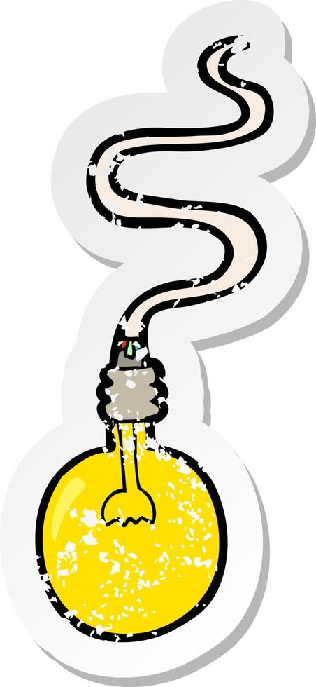 retro distressed sticker of a cartoon light bulb vector