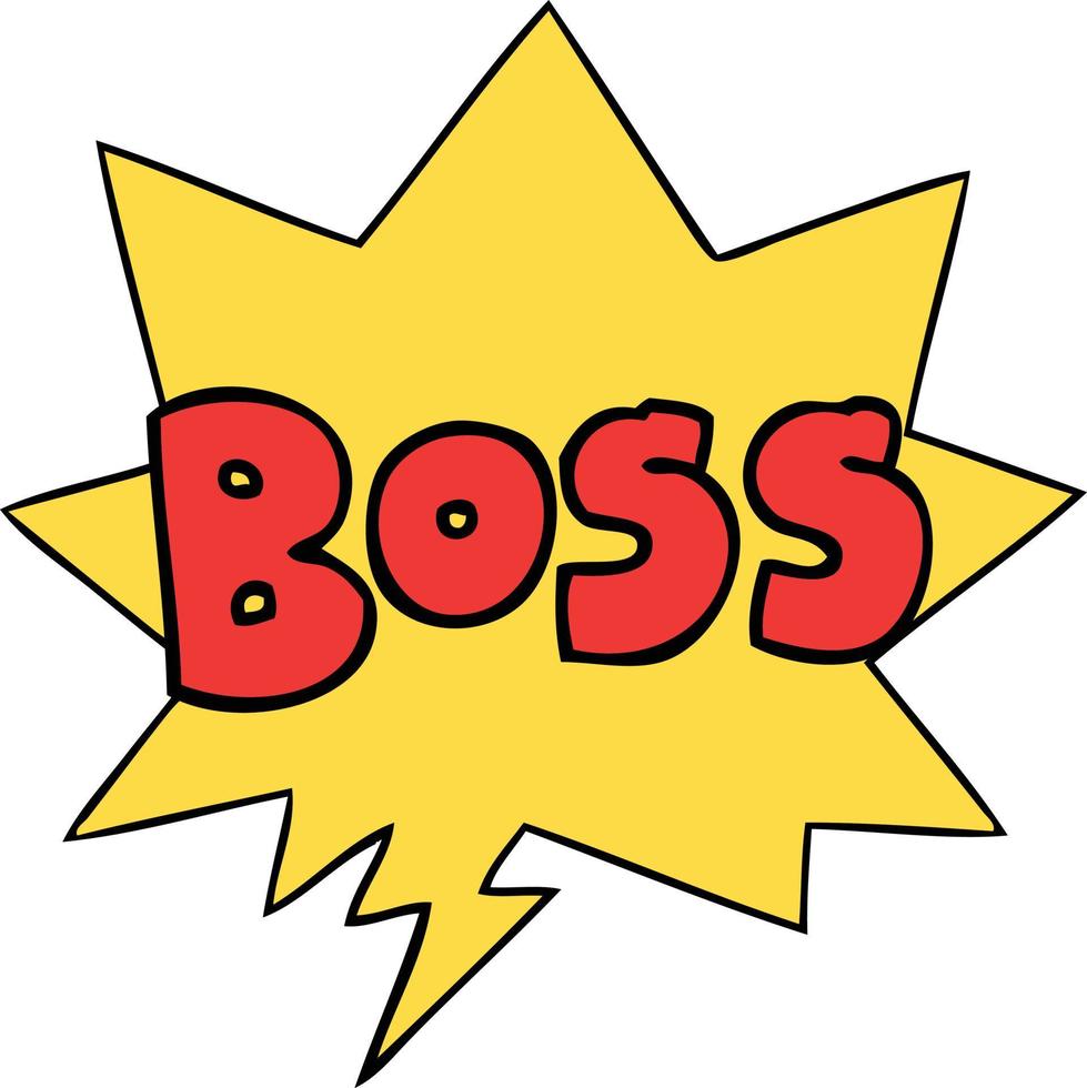 cartoon word boss and speech bubble vector