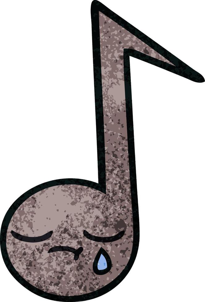 retro grunge texture cartoon musical note vector