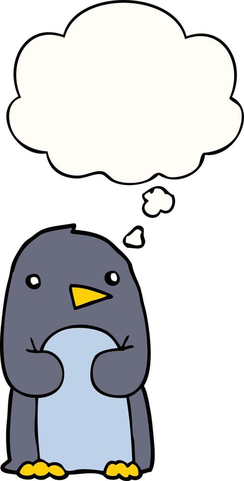 cartoon penguin and thought bubble vector