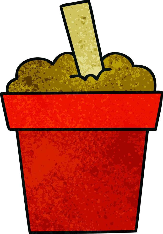 quirky hand drawn cartoon plant pot vector