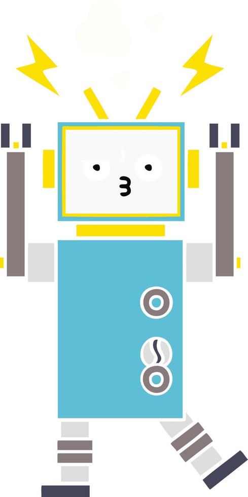 flat color retro cartoon robot vector