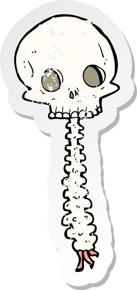 retro distressed sticker of a spooky cartoon sull and spine vector