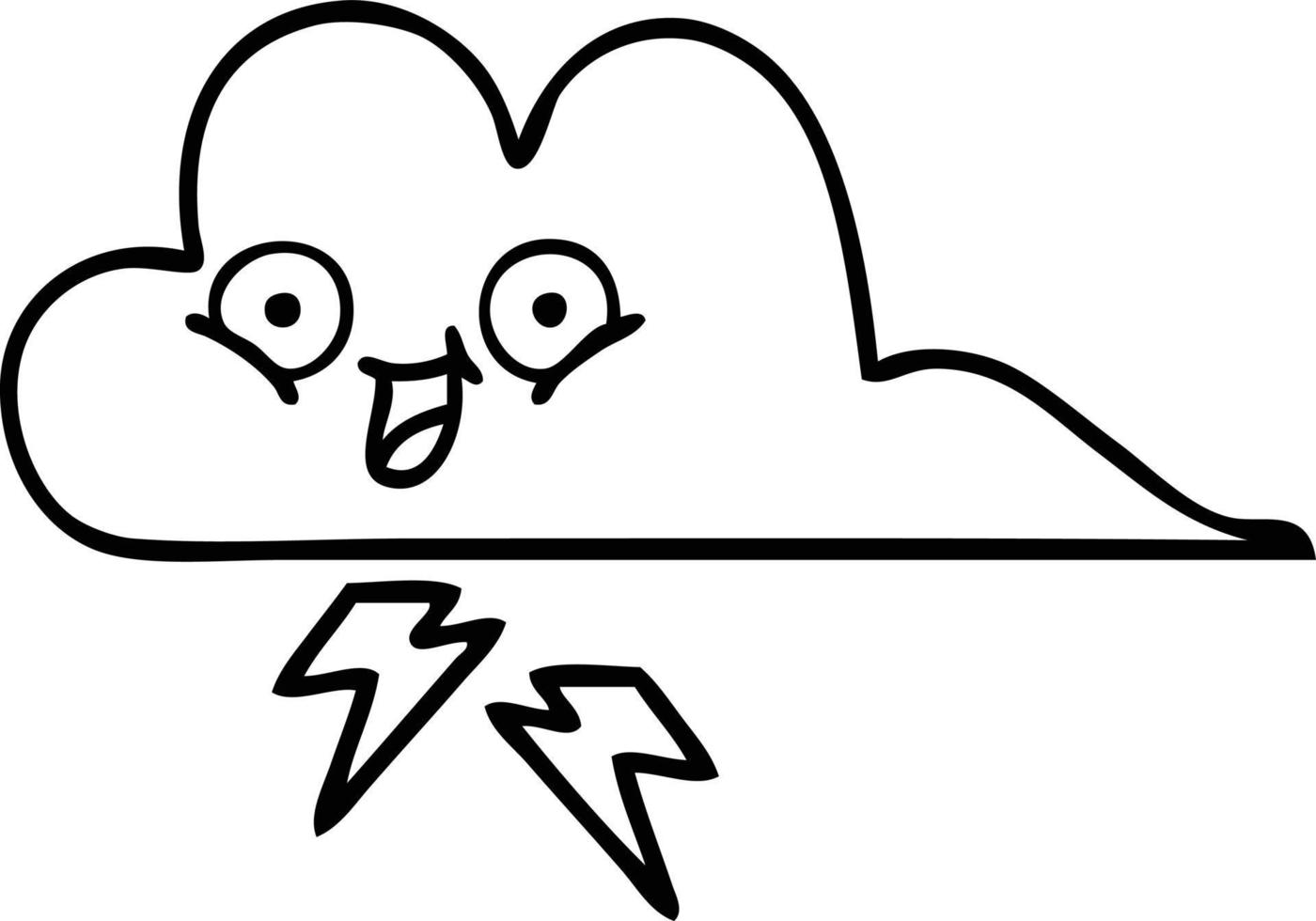 line drawing cartoon storm cloud vector