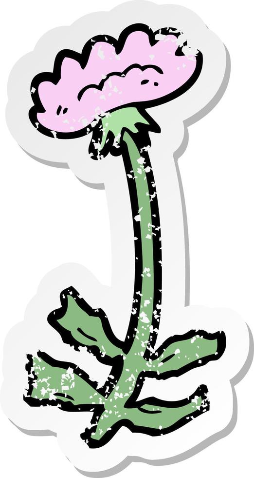 retro distressed sticker of a cartoon flower vector