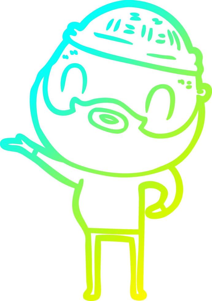 cold gradient line drawing cartoon bearded man vector