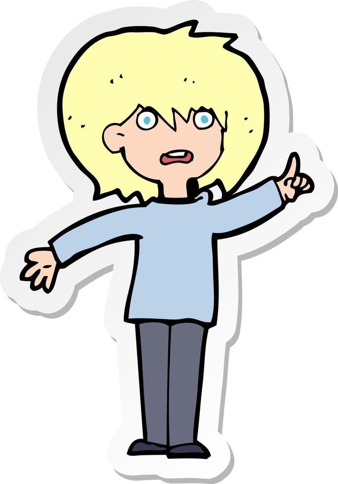sticker of a cartoon woman asking question vector