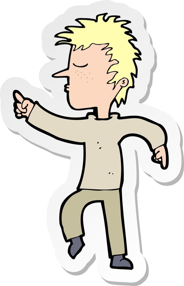 sticker of a cartoon man pointing vector