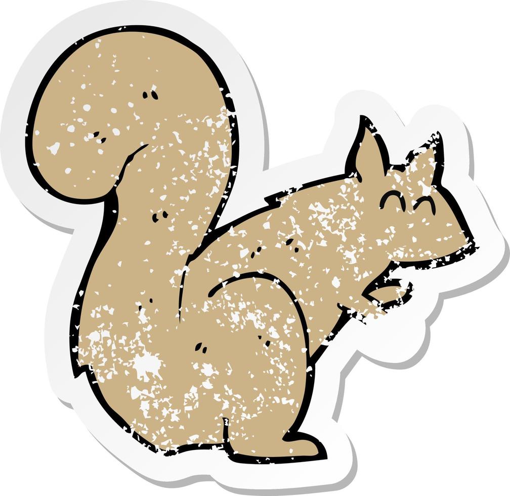 retro distressed sticker of a cartoon squirrel vector