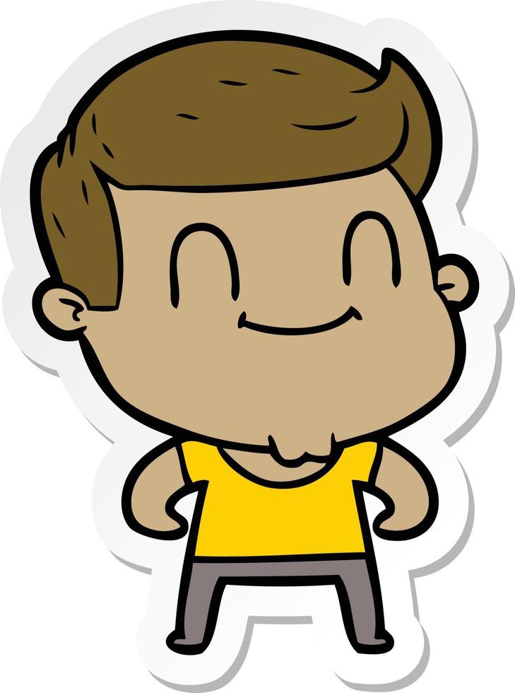 sticker of a cartoon friendly man vector