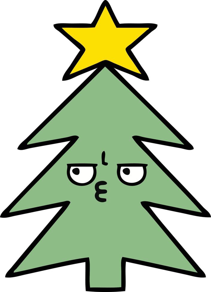 lindo árbol de navidad de dibujos animados vector