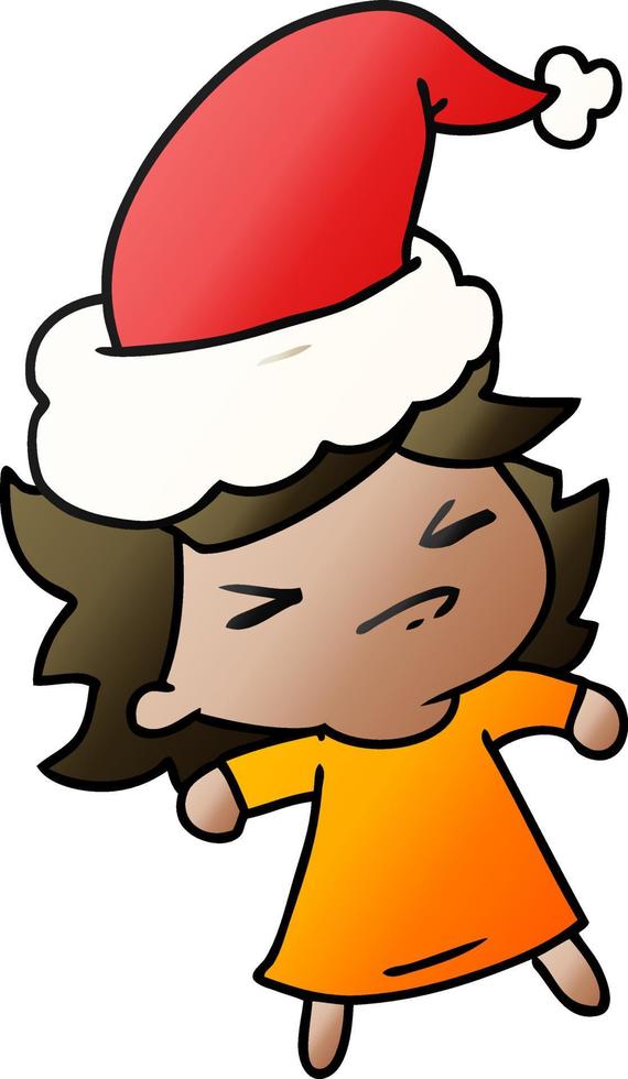 christmas gradient cartoon of kawaii girl vector