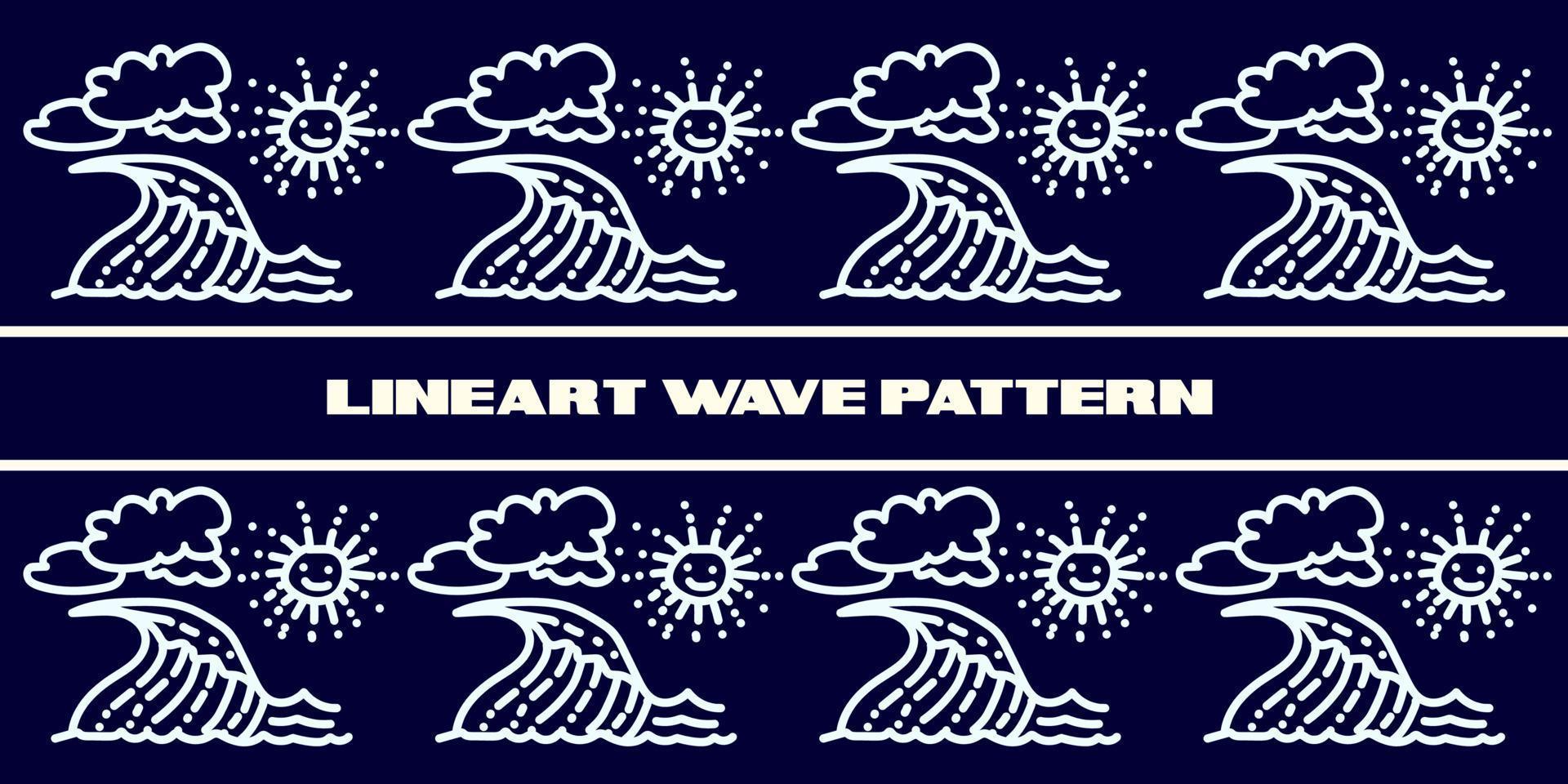 Summer Waves line art pattern vector