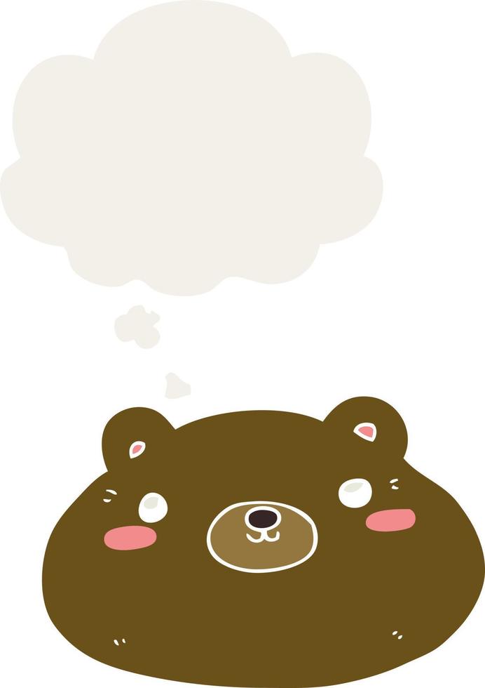 cartoon bear and thought bubble in retro style vector