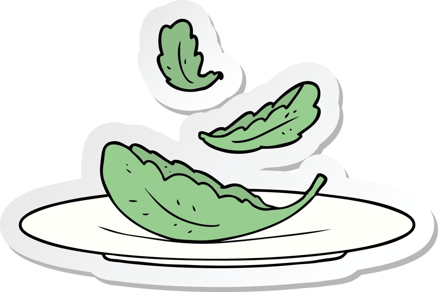 sticker of a cartoon salad leaves vector