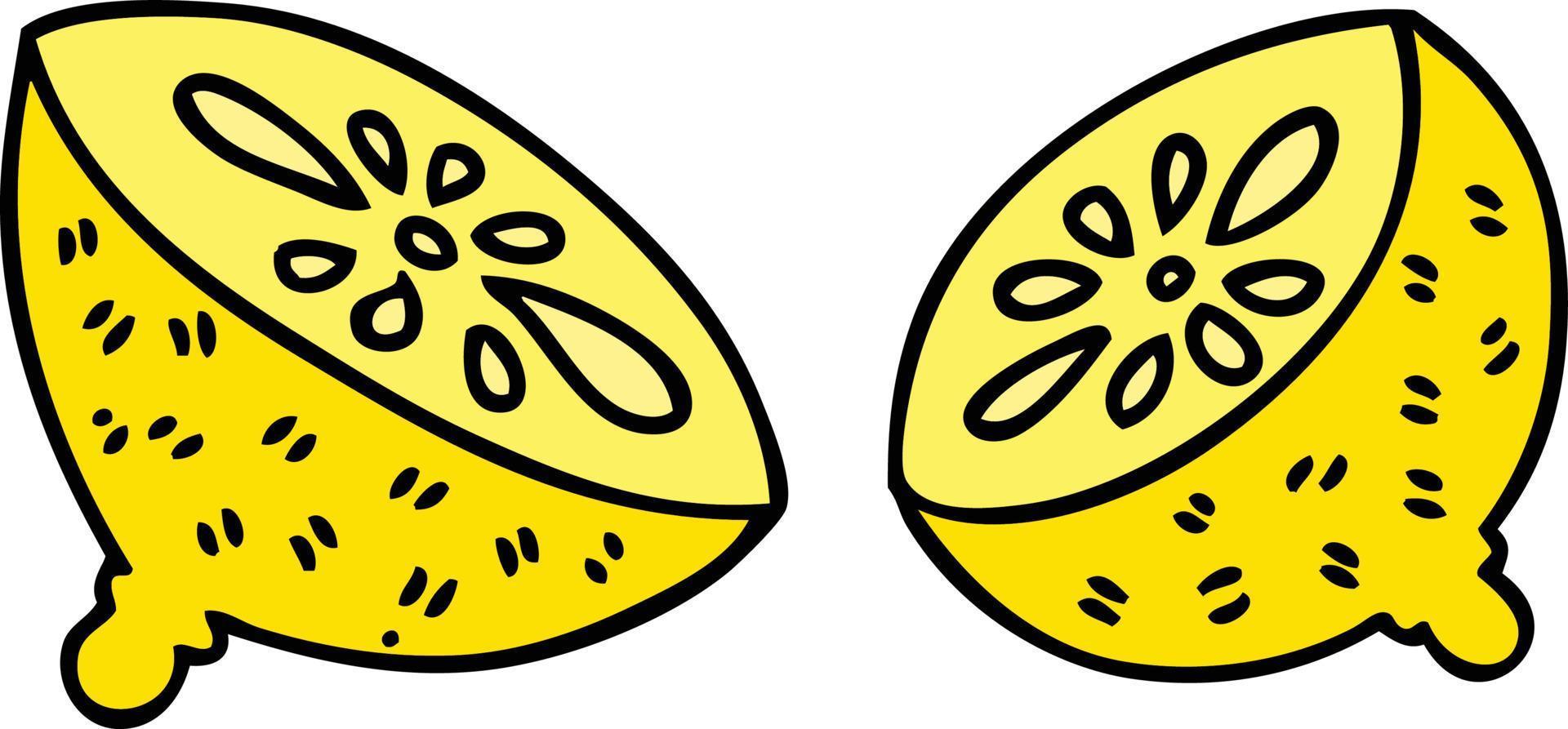 quirky hand drawn cartoon lemon vector