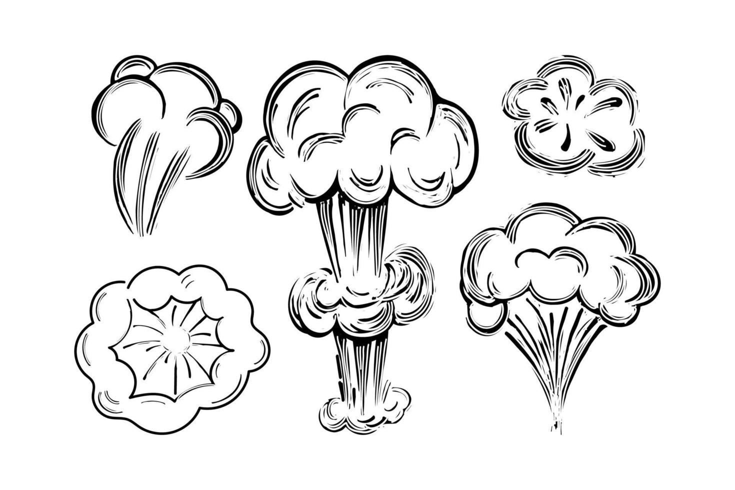 Hand-drawn doodle blast, bomb element. Comic sketch style. Sketch. Explosive bubble. Vector illustration