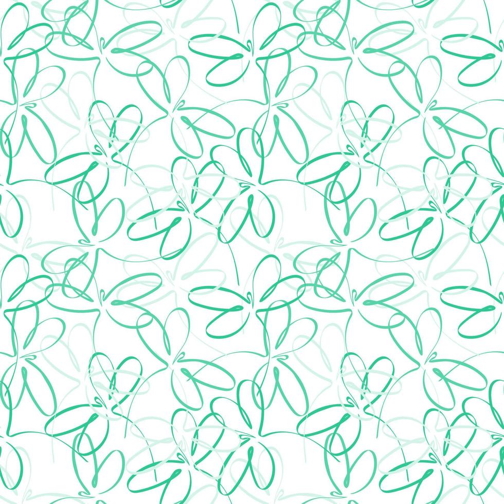 Seamless pattern of stylized dragonflies, hand-drawn elements in a single line on a white background. Fancy background in a minty palette. Cute abstract dragonflies. Spring. Summer. Cool vector