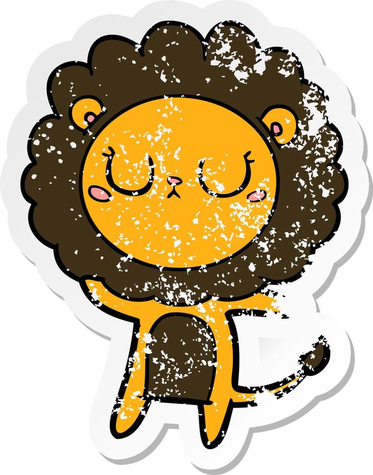 distressed sticker of a cartoon lion vector