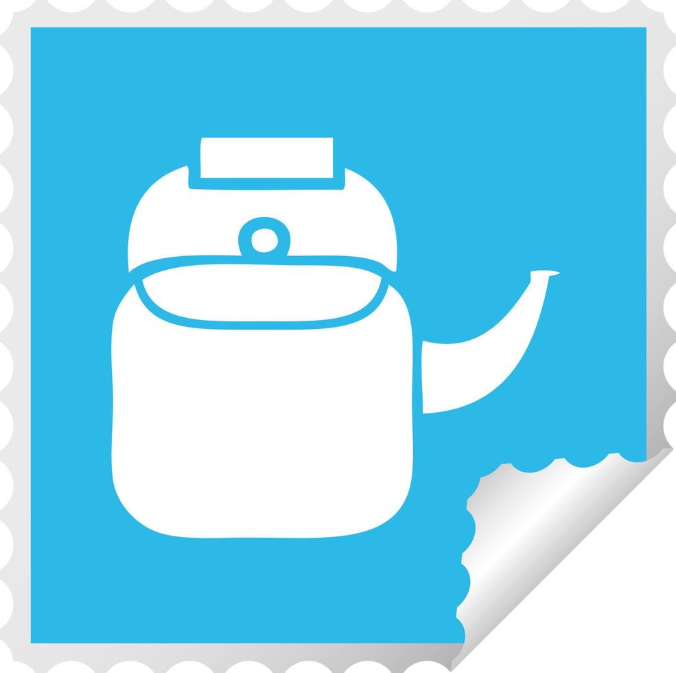 square peeling sticker cartoon kettle pot vector