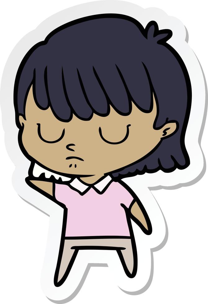 sticker of a cartoon woman vector