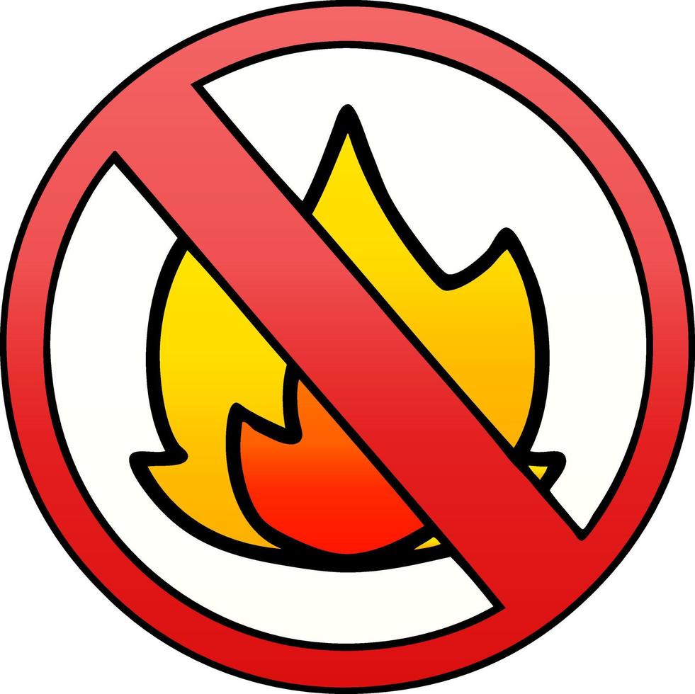 gradient shaded cartoon no fire allowed sign vector