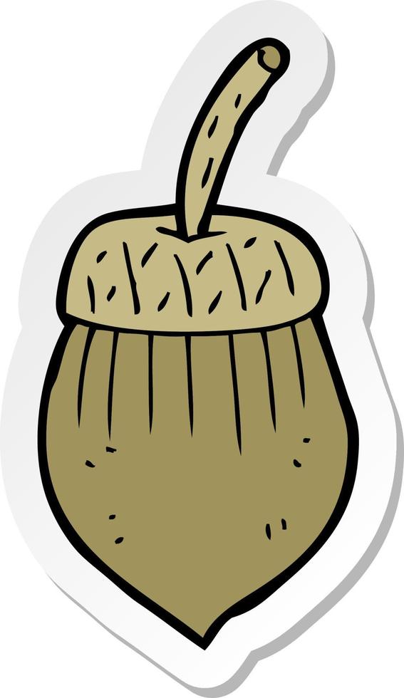 sticker of a cartoon acorn vector